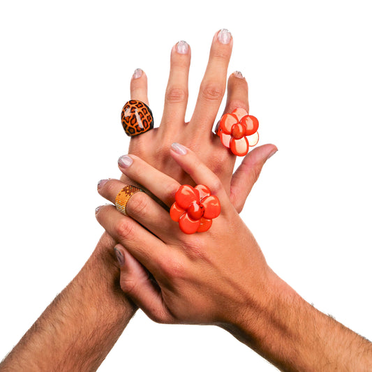 Ring Tagua "Flor" in Orange