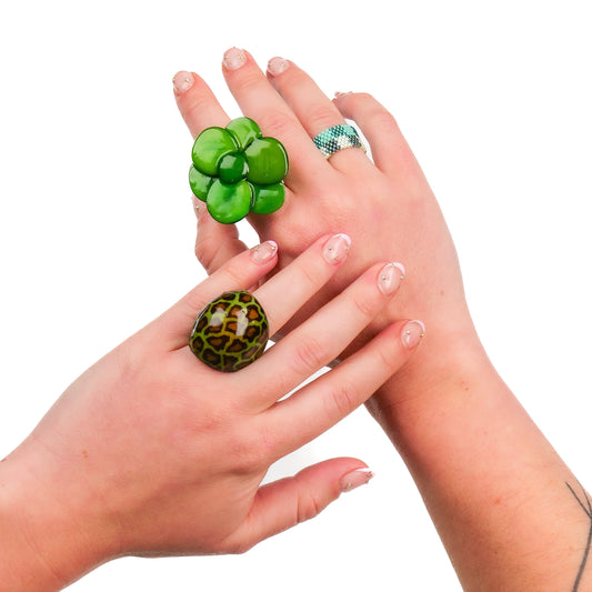 Ring Tagua "Flor" in Grün