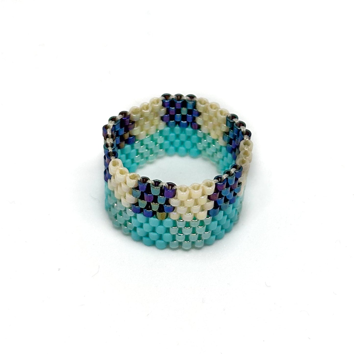 Ring Miyuki Beads "Perra" Blue