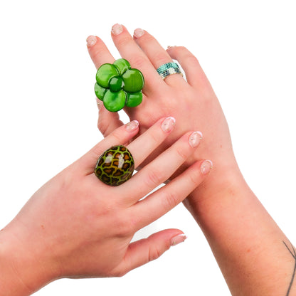 Ring Tagua "Flor" in Grün