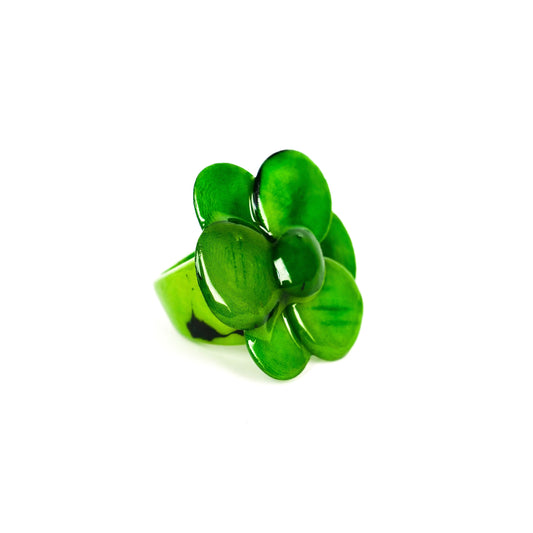 Ring Tagua "Flor" in Grün