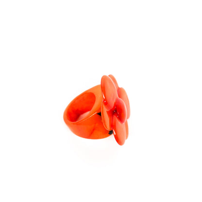 Ring Tagua "Flor" in Orange