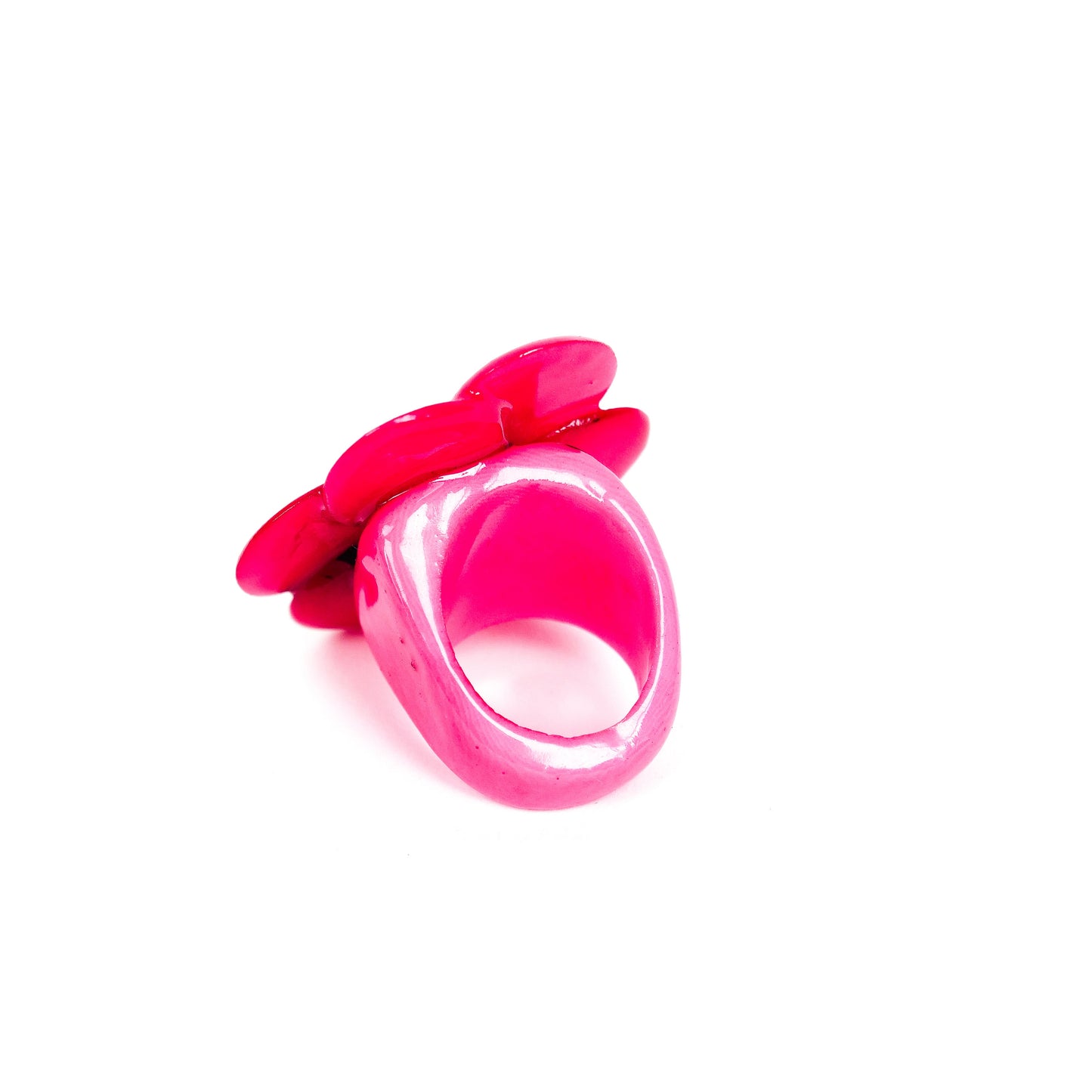 Ring Tagua "Flor" in Pink