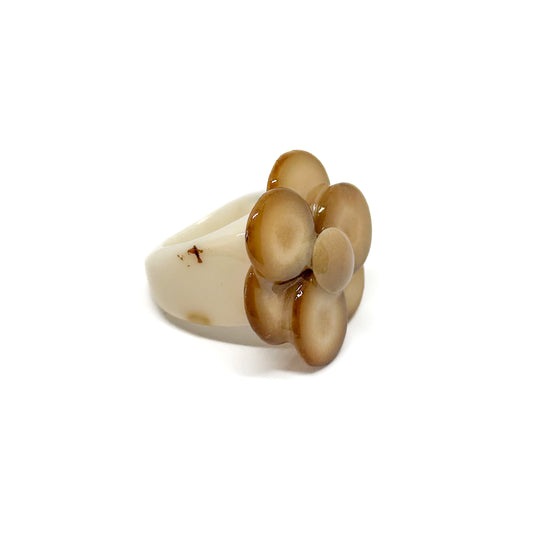 Ring Tagua "Flor" in Creme