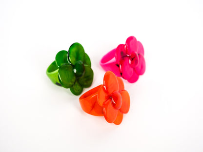 Ring Tagua "Flor" in Orange
