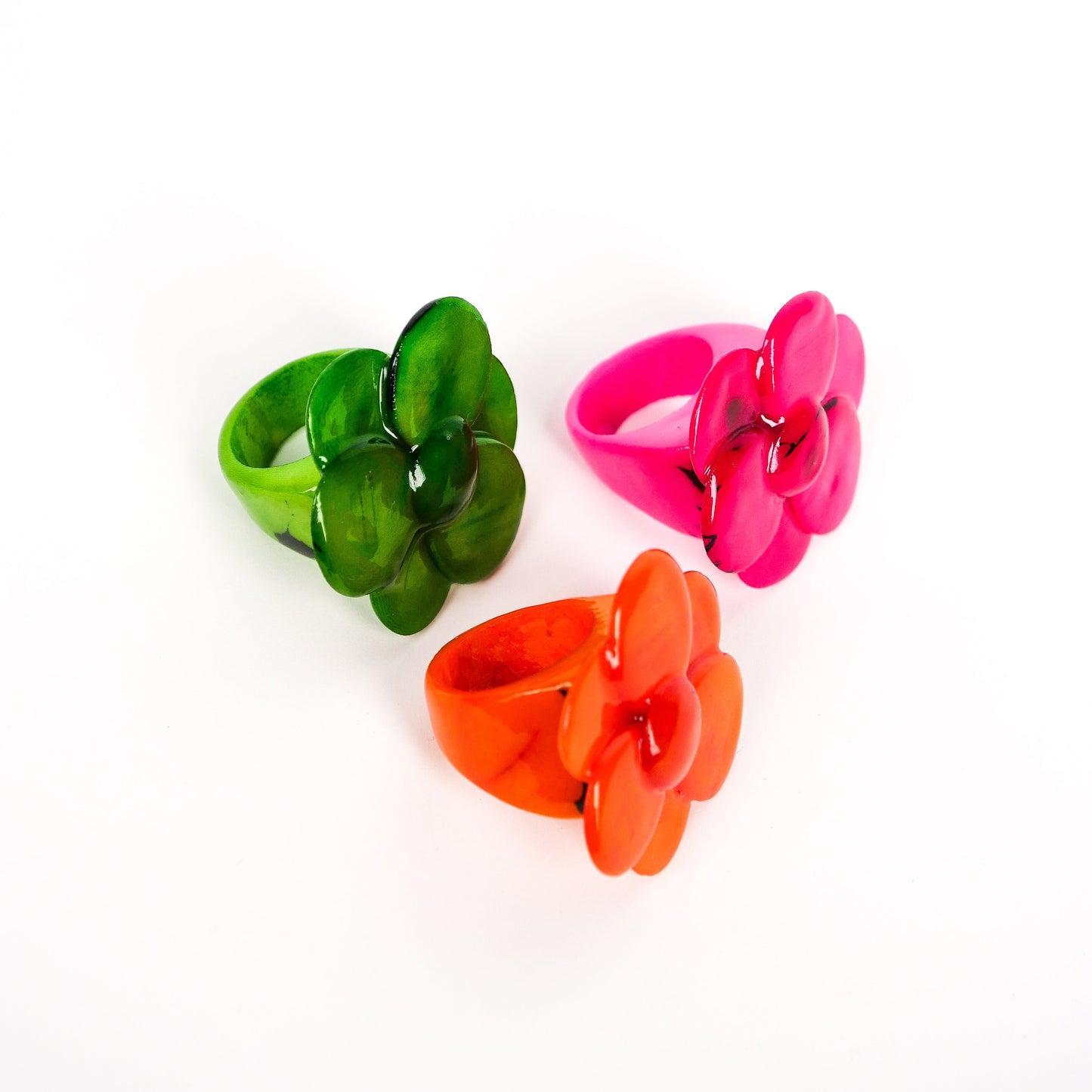 Ring Tagua "Flor" in Pink