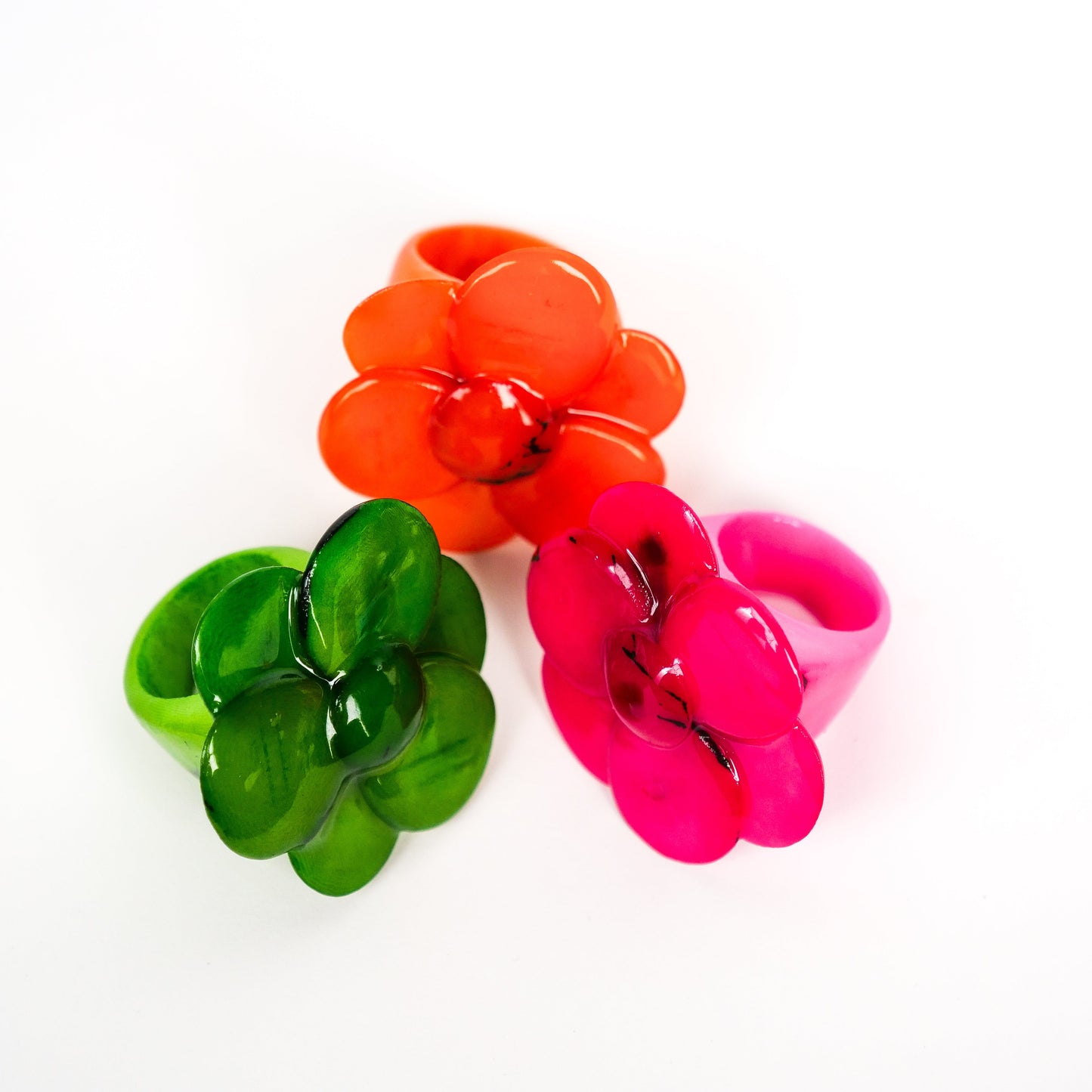 Ring Tagua "Flor" in Grün